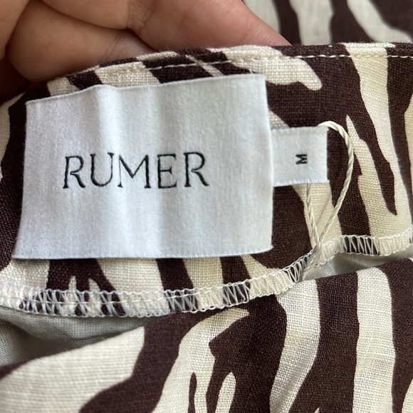 Rumer The Label Cyrus Brown Zebra Print Slit 100% Linen Maxi Skirt Medium New - Picture 6 of 8